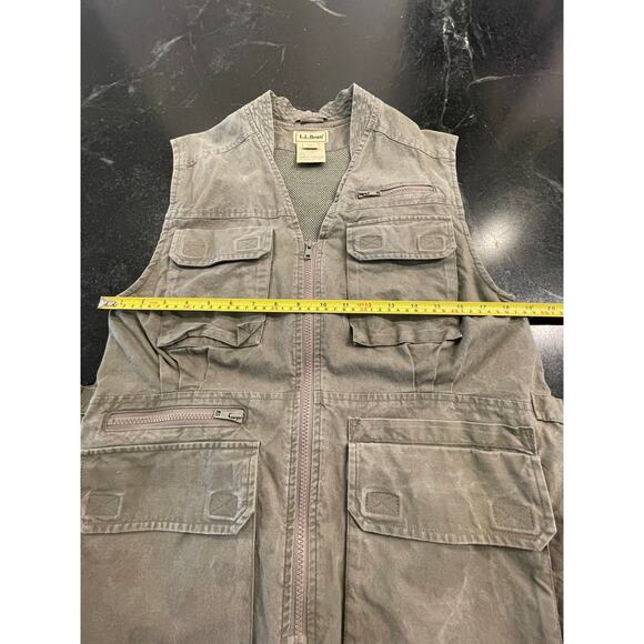 L.L. Bean women's Khaki Field Vest fishing safari photog cargo SM VTG - Picture 7 of 11